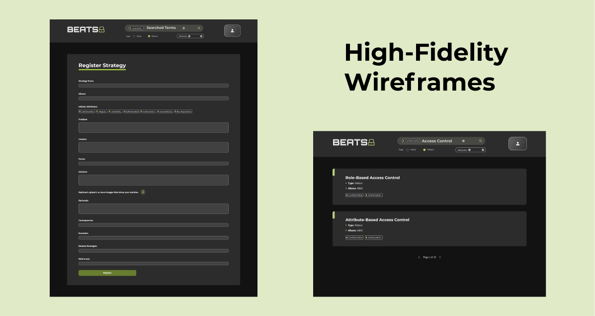 BEATS High-fidelity wireframes